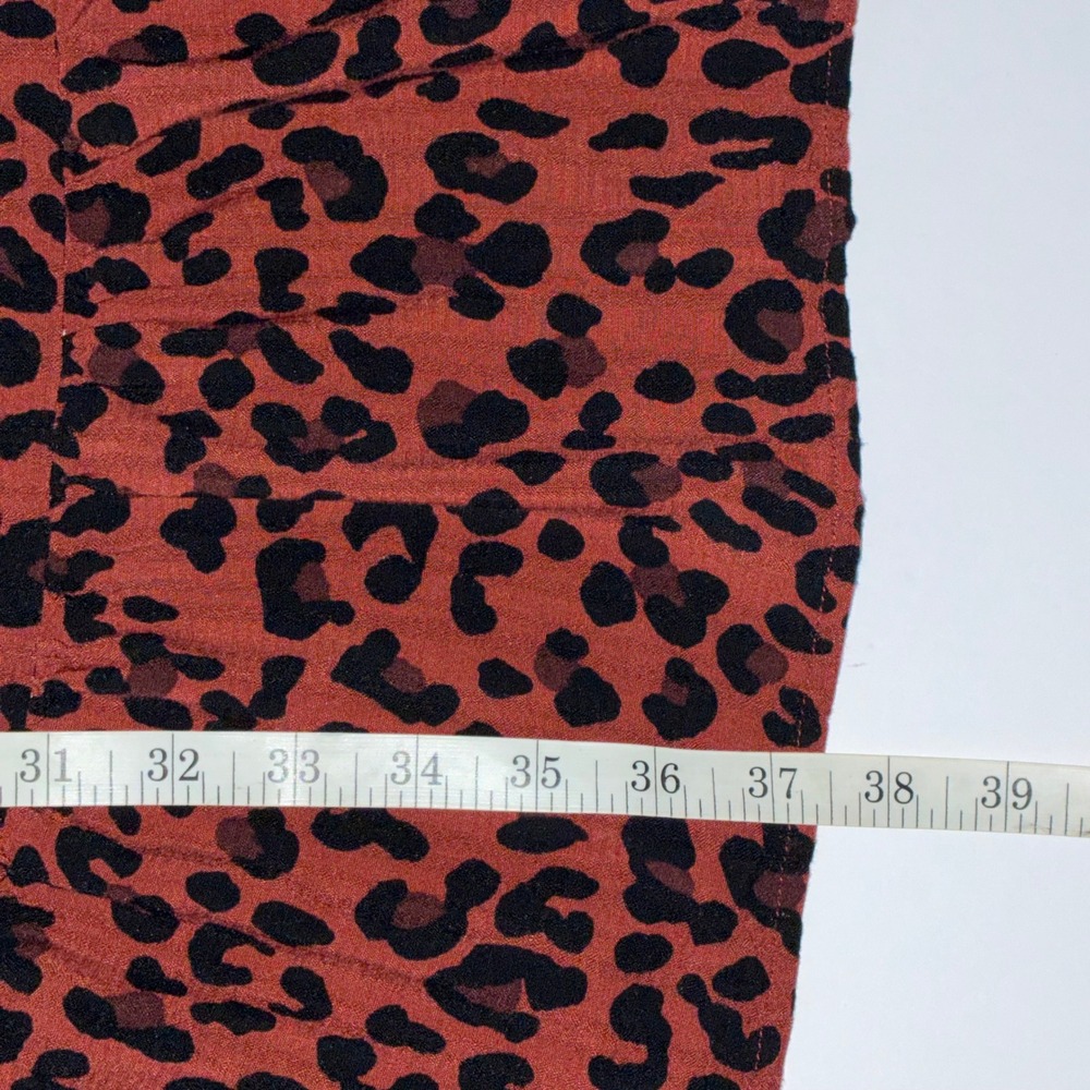 Knox Rose Leopard Print Smocked Waist Boho Tiered A-Line Dress Brown Size M - Picture 8 of 8